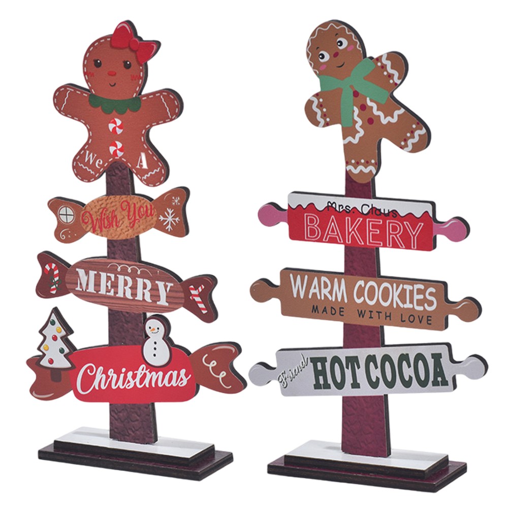 Desktop Wooden Christmas Tree Décor Christmas Toy Gingerbread Man Ornaments