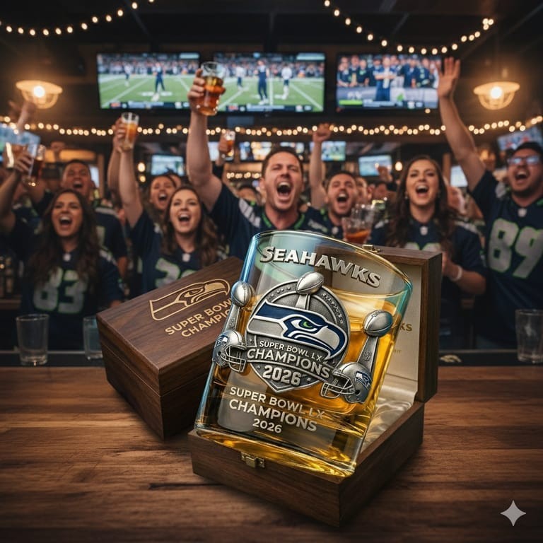 Seahawks Super Bowl LX Champions Whiskey Glass