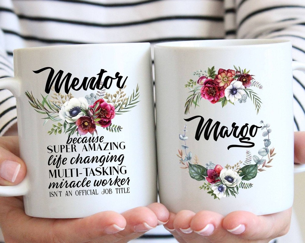 Personalized Mentor Gift For Women L Custom Name Floral Cup L Thank You