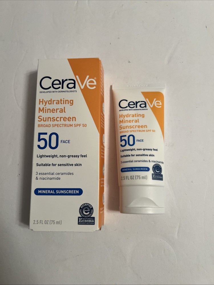 CeraVe Hydrating Mineral Sunscreen SPF 50 for Face Exp 04/27