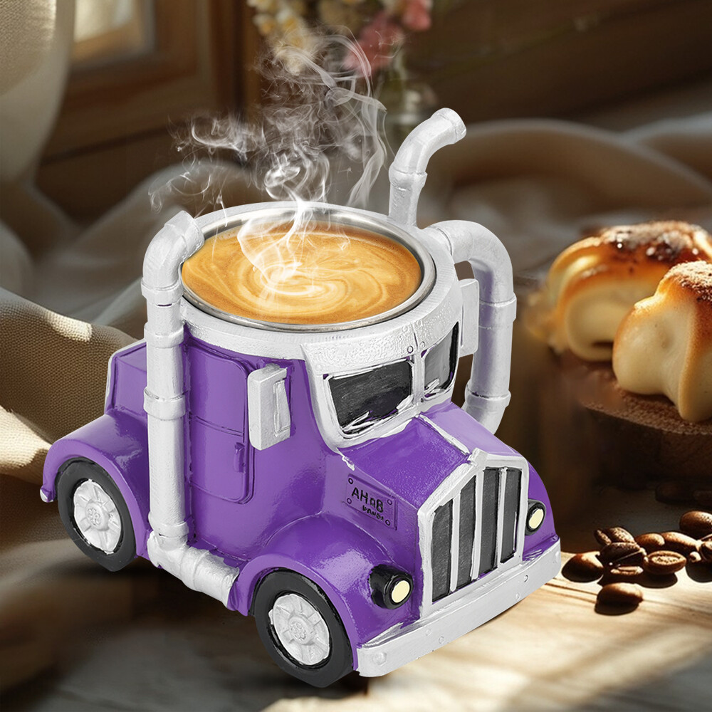 Stainless Steel Creative Truck Coffee Cup Semi Truck Shaped Mug Resin Coffee Mug