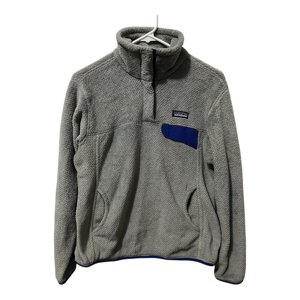 Patagonia Womens Re-Tool Snap-T Fleece Pullover Sweater Jacket in Gray Blue