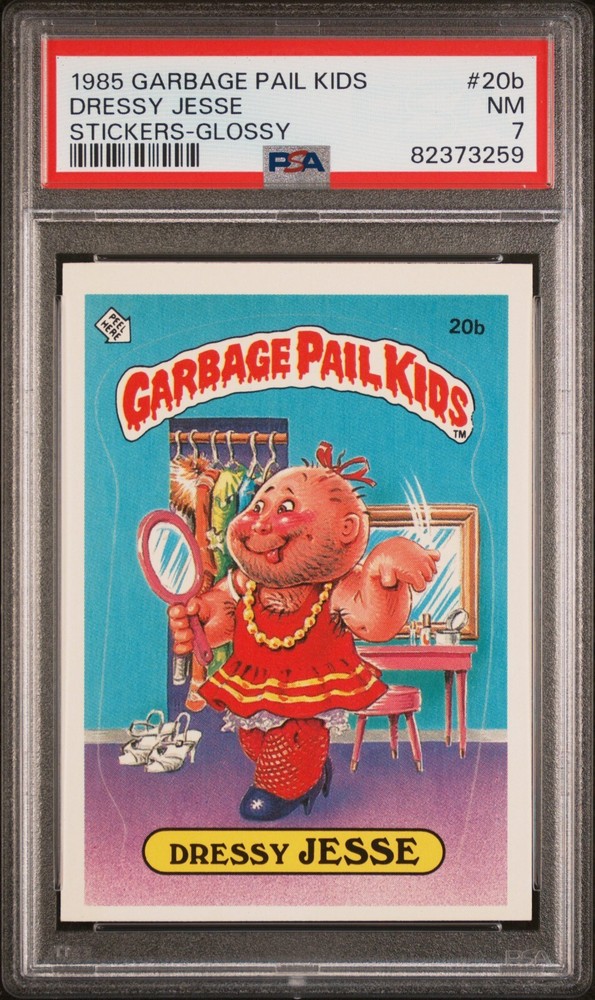 1985 Topps OS1 Garbage Pail Kids Series 1 DRESSY JESSE 20b GLOSSY Card PSA 7 NM