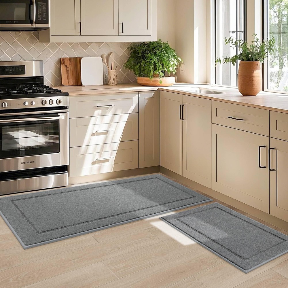 Non-Slip Kitchen Mats, Self Adhesive No Sliding Kitchen Rugs Set of 2, Soft W...