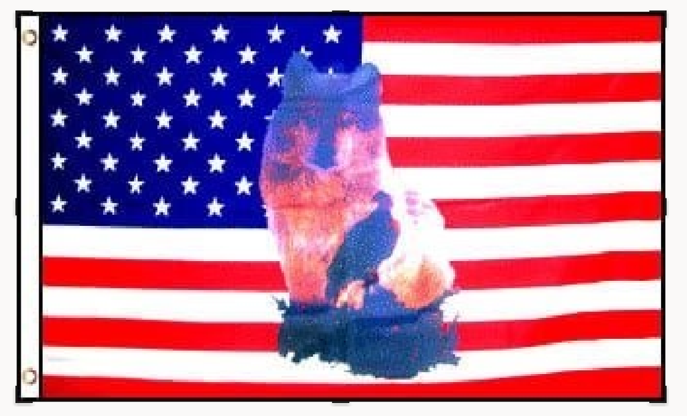 USA Wolf Eagle 3x5ft Polyester American Patriotic Novelty Flag