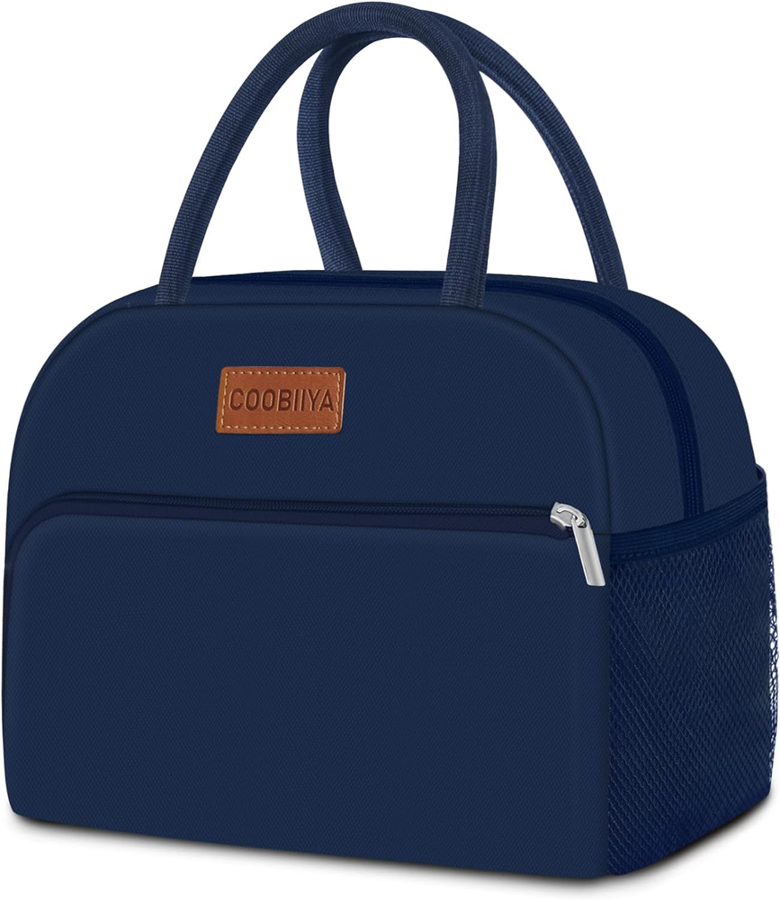 Navy Blue Aluminum Insulated Lunch Bag for Men Women Spacio 10.8x6.3x8.85 Inches