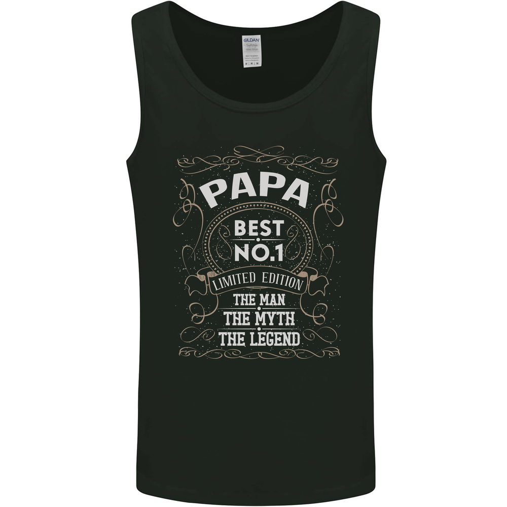 Fathers Day No 1 Papa Man Myth Legend Mens Vest Tank Top-image