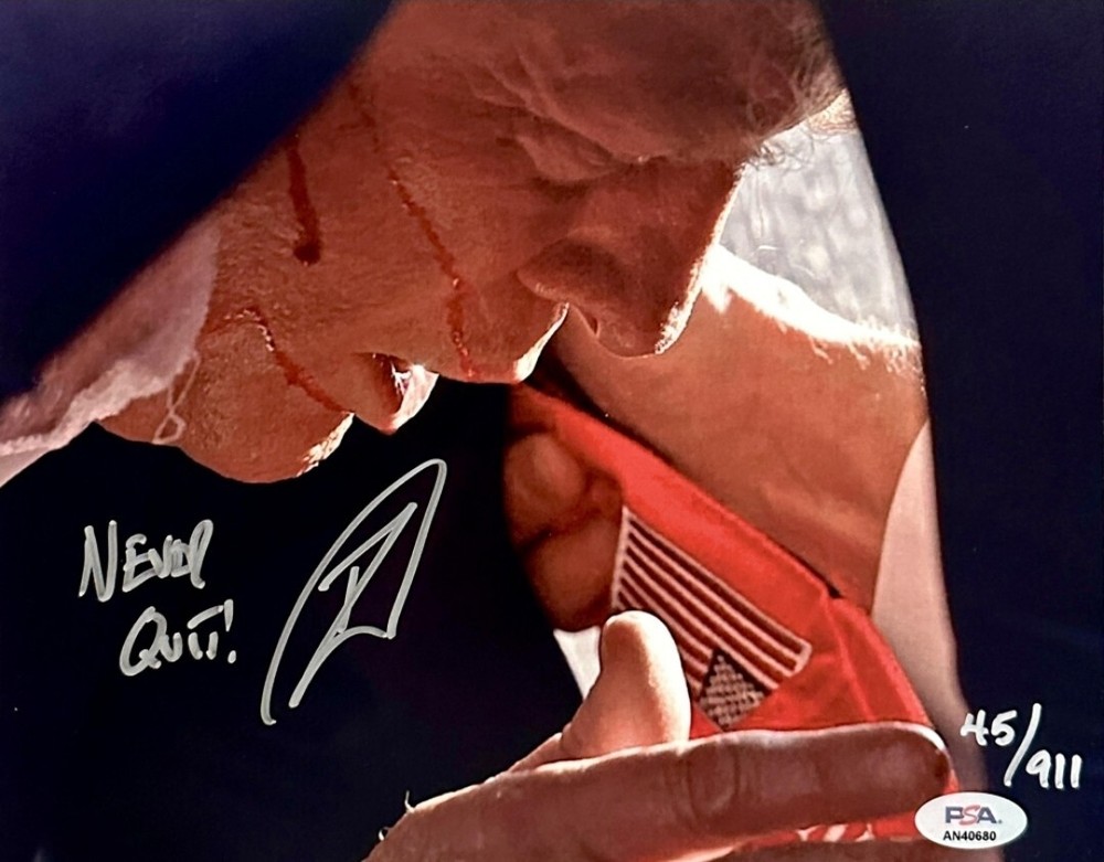 Robert ONeill Signed Trump Assassination Attempt 8x10 Photo Inscribed Never Quit