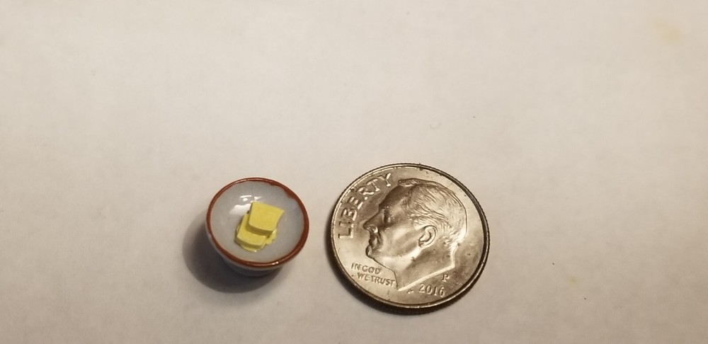 Vintage Gudrun Kolenda 1:12 Miniature Porcelain Butter Dish for Dollhouse Decor