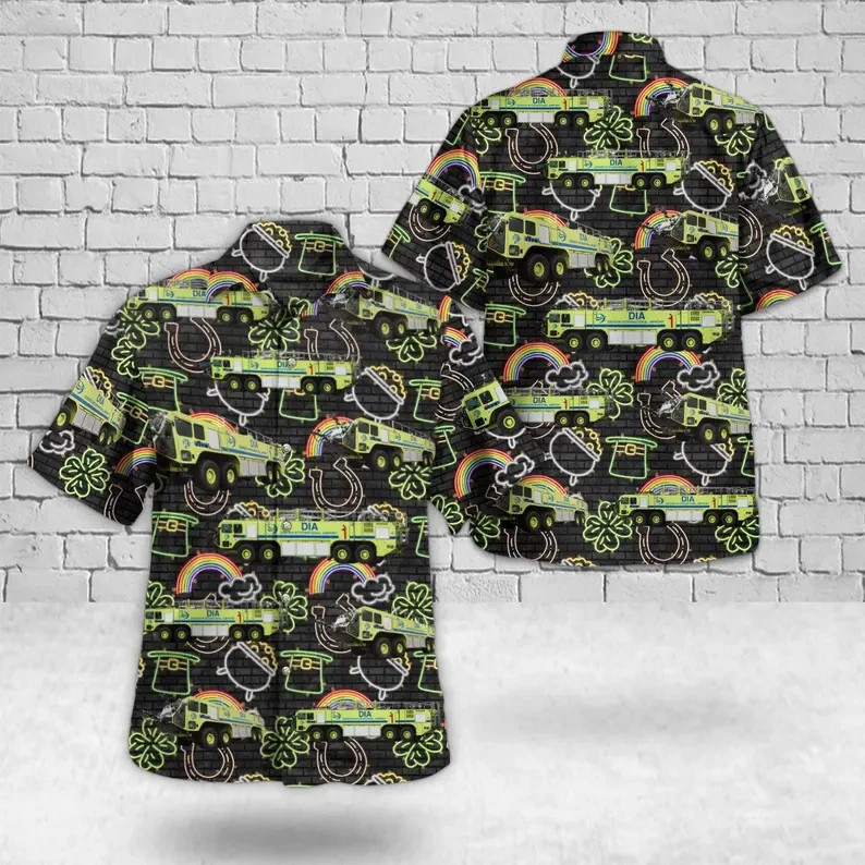 St. Patrick's Day Firefighter Hawaiian Shirt Men's Irish Shamrock Gift