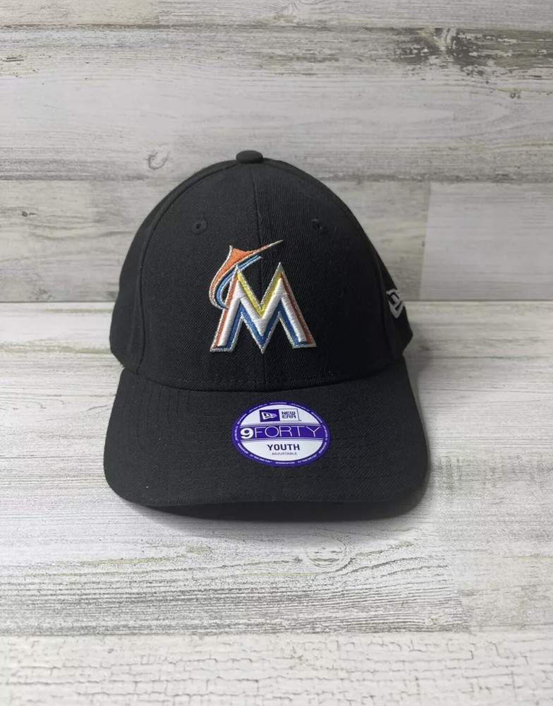 MLB MIAMI MARLINS New Era 9Forty ADJUSTABLE Hat Black Youth One Size NWT!