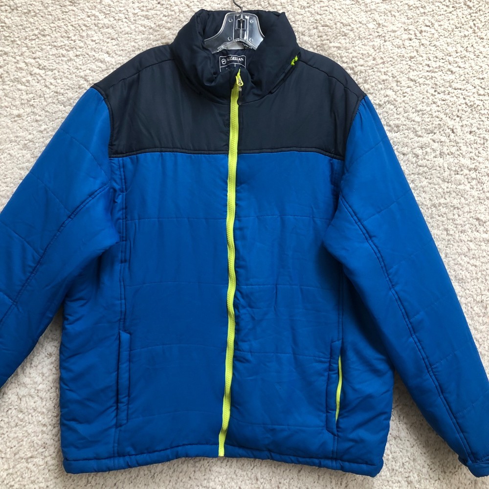 Magellan Jacket Large Adult Blue Full Zip Puffer Quilted Pockets Outdoor Mens L
