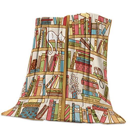 The Cat Sleeping on The Bookshelf Flannel Throw 49