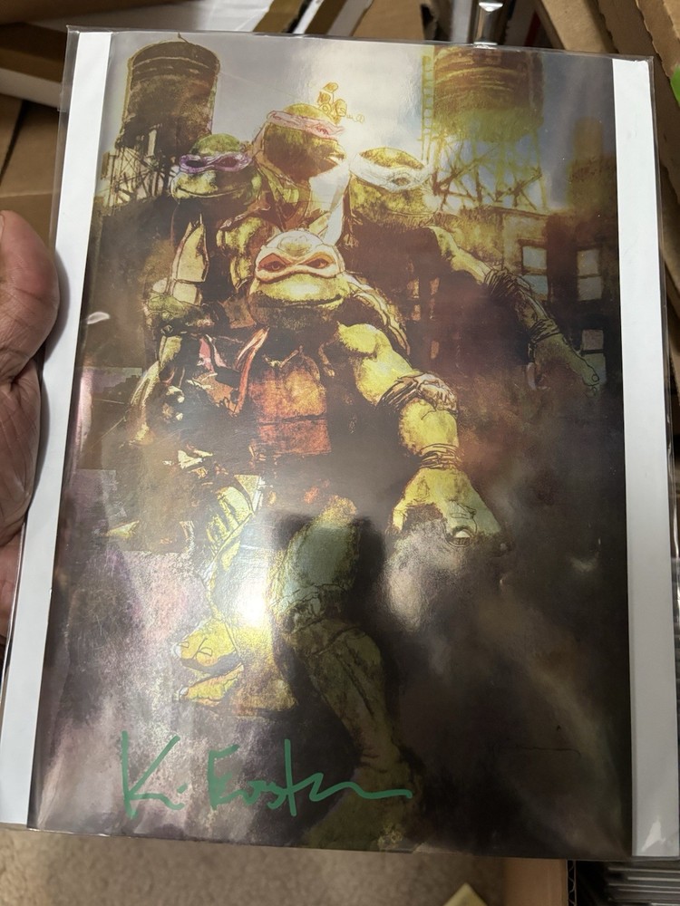 TMNT #1 Bil Sienkiewicz Virgin Gold Foil Signed by Kevin Eastman W/ COA