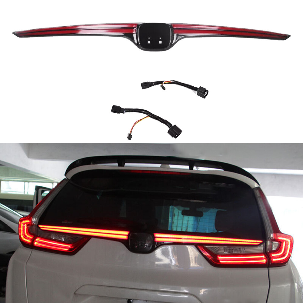 Gloss Black LED Rear Door Trunk Bumper Tail Brake Light For 2017-2022 Honda CRV