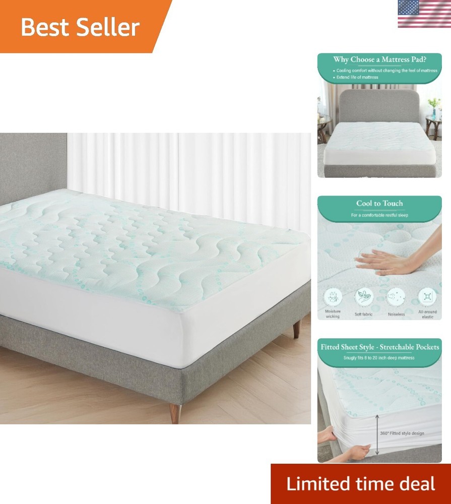 Cooling 3-Zone Quilted King Mattress Pad for Enhanced Comfort