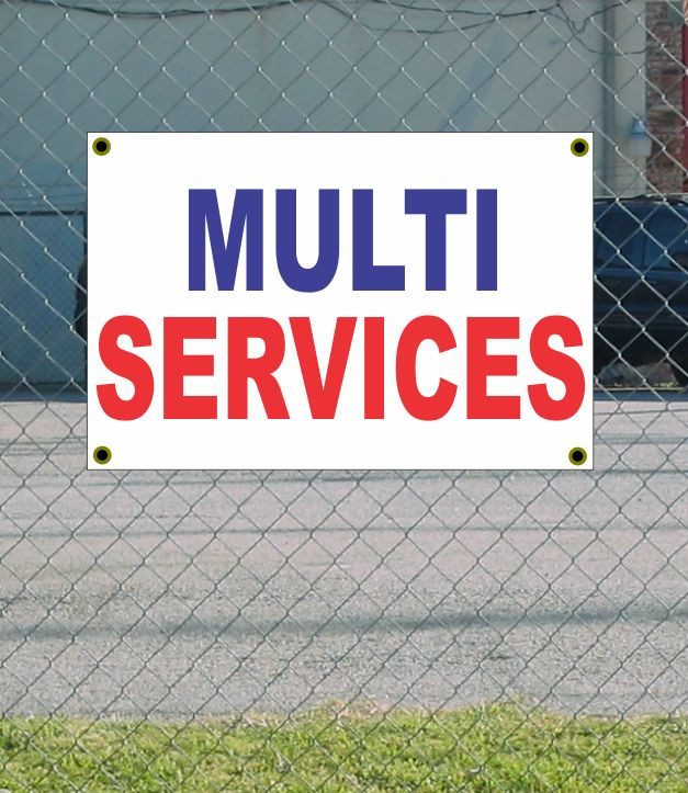 2x3 Multi-Service Red White Blue Banner Sign with Discounted Size & Price