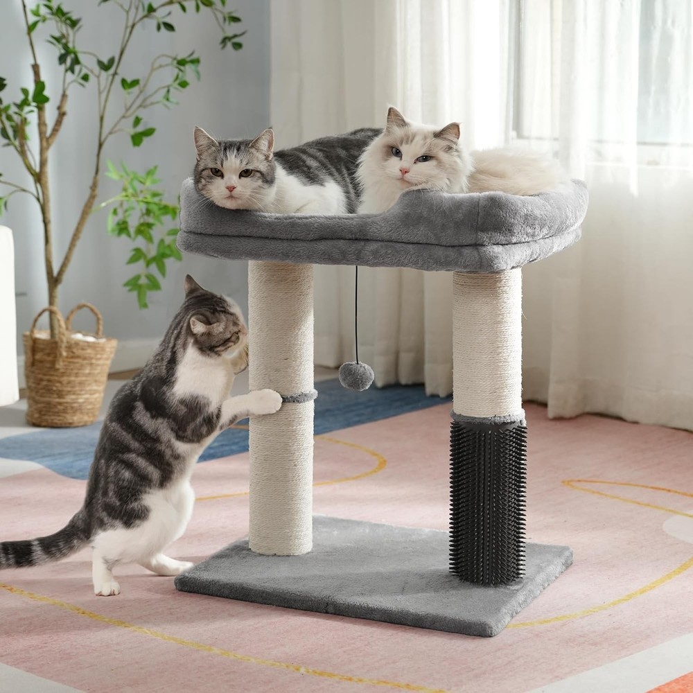 Cat Tree Tower Scratching Post w/ Top Bed & Dangling Ball for Indoor Kitten/ Cat