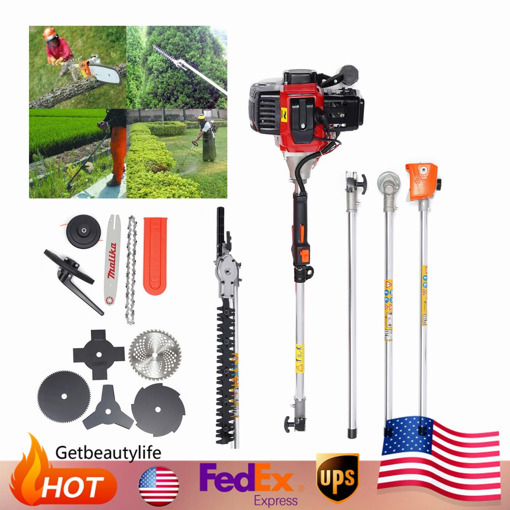 Gas Powered Brush Cutter Grass Trimmer Lawn Mower Multi-Functional 52CC 2-Stroke