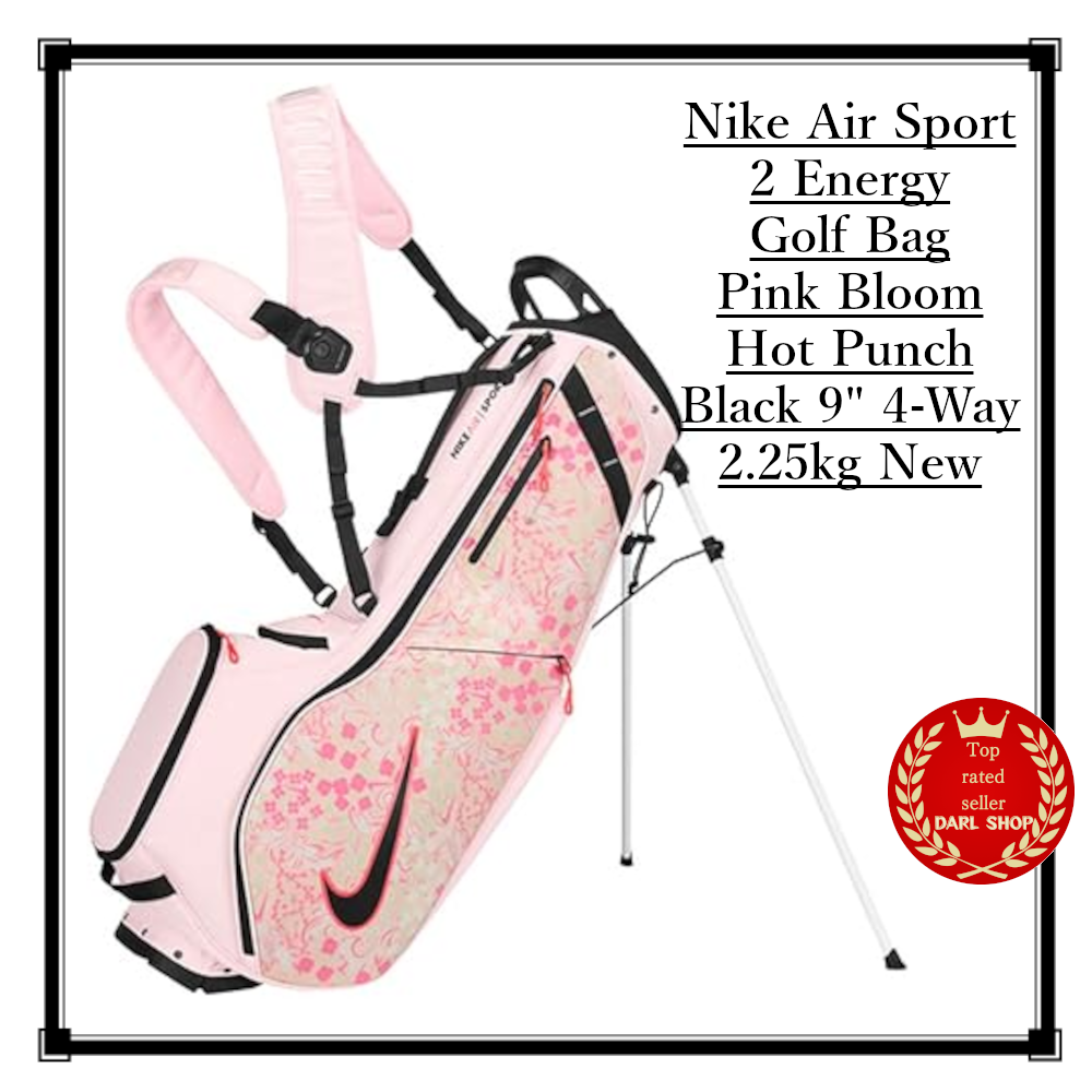 Nike Air Sport 2 Energy Golf Bag in Pink Bloom Hot Punch Black 9 Inch 4-Way 2.25kg New