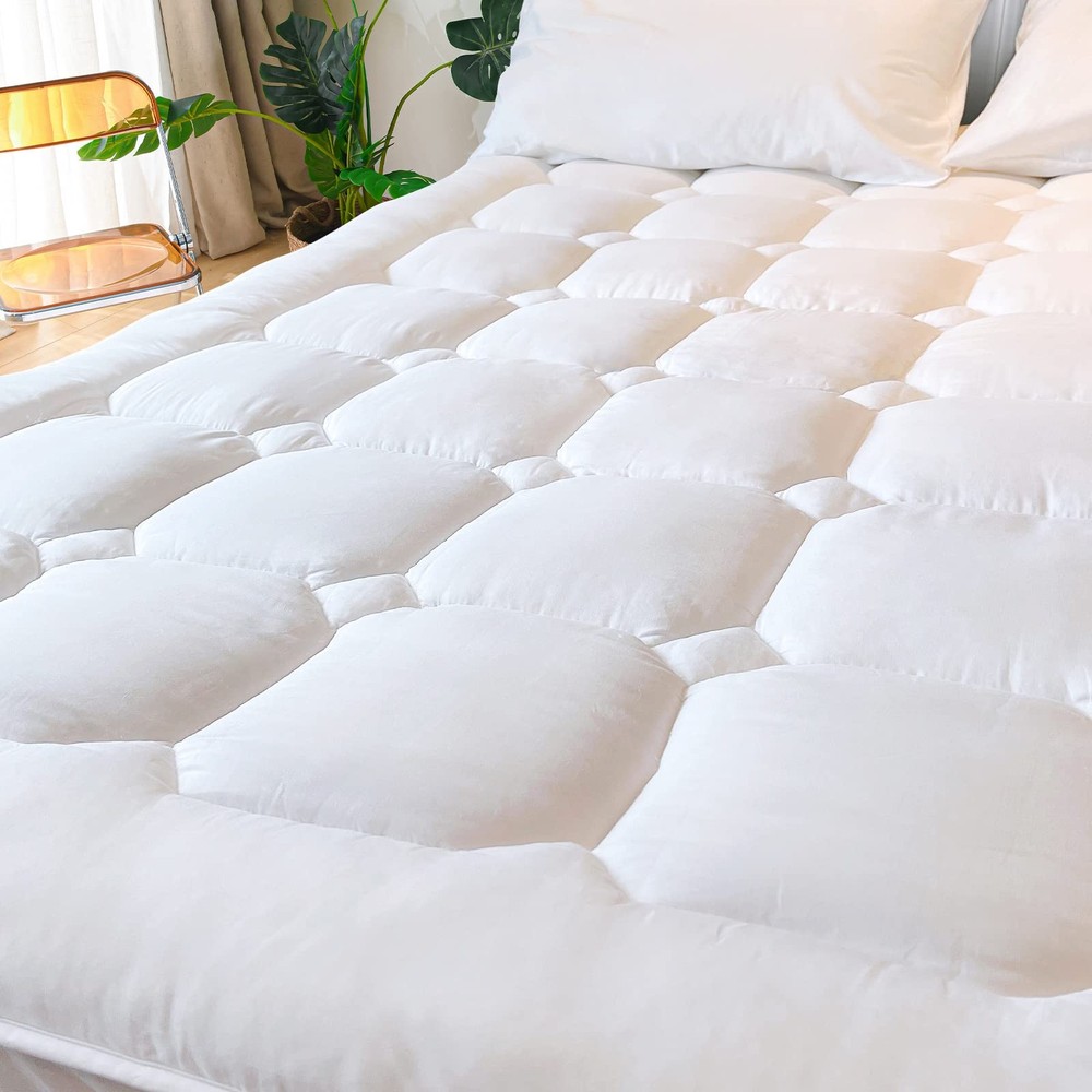 Full Size Cooling Bamboo Rayon Quilted Fitted Mattress Pad Protector-image