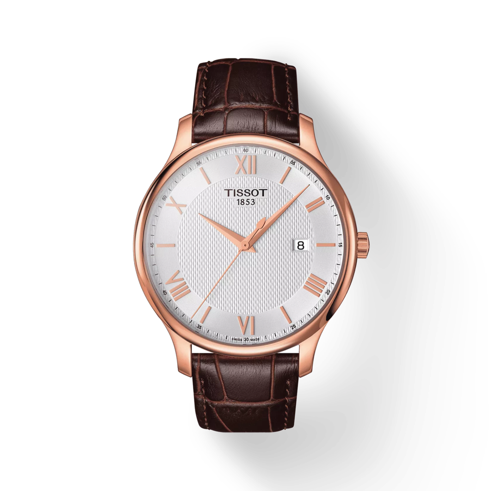 Tissot Tradition Quartz Ivory Dial Rose Gold PVD Men’s Watch T063.610.36.038.00