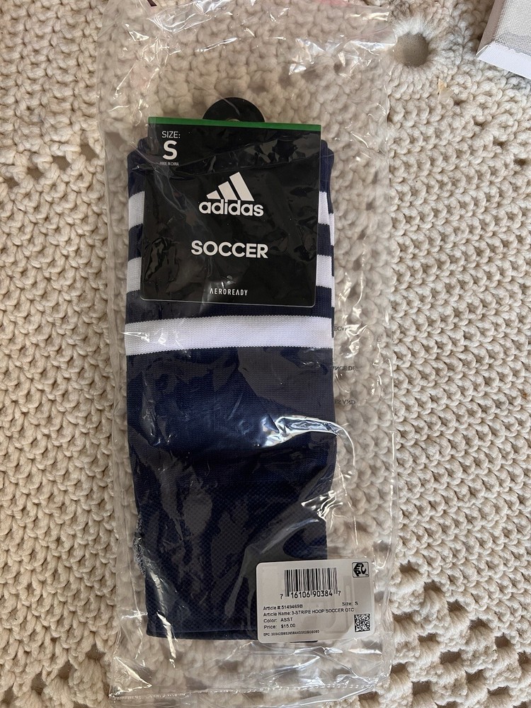 Adidas Soccer Compression Socks Navy Blue White Aeroready Small