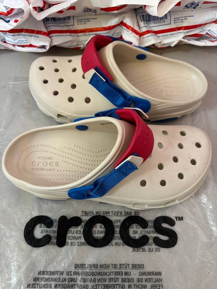 Crocs Classic All Terrain Adjustable Strap Slip On Red Blue Mens 9 New Sample