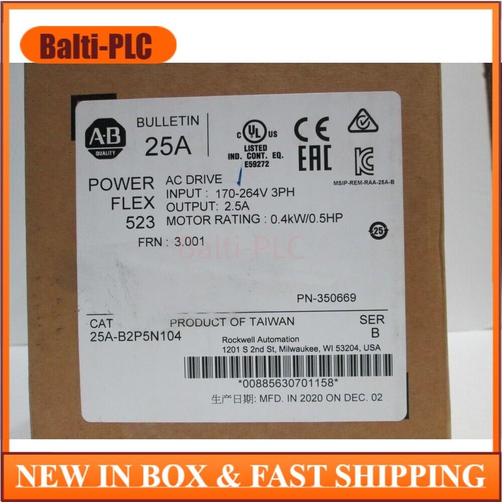 NEW 25A-B2P5N104 AB Allen-Bradley PowerFlex 523 0.4kW 0.5Hp AC Drive US Free Tax