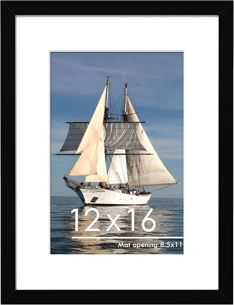 PEALSN 12x16 Picture Frame, Display Pictures 8.5x11 with Mat or 12 x 16 Without