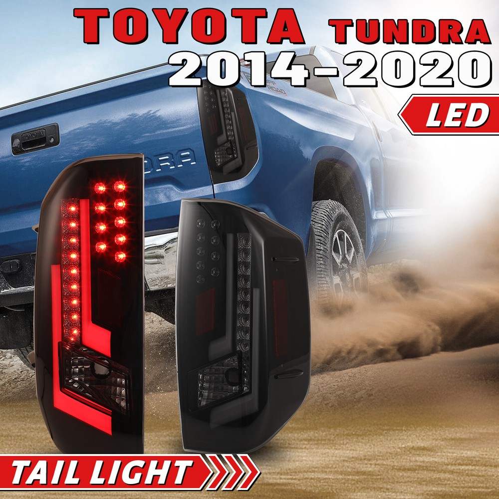 2014-2021 Toyota Tundra Black Smoke LED DRL Taillights Brake Lamps Pair