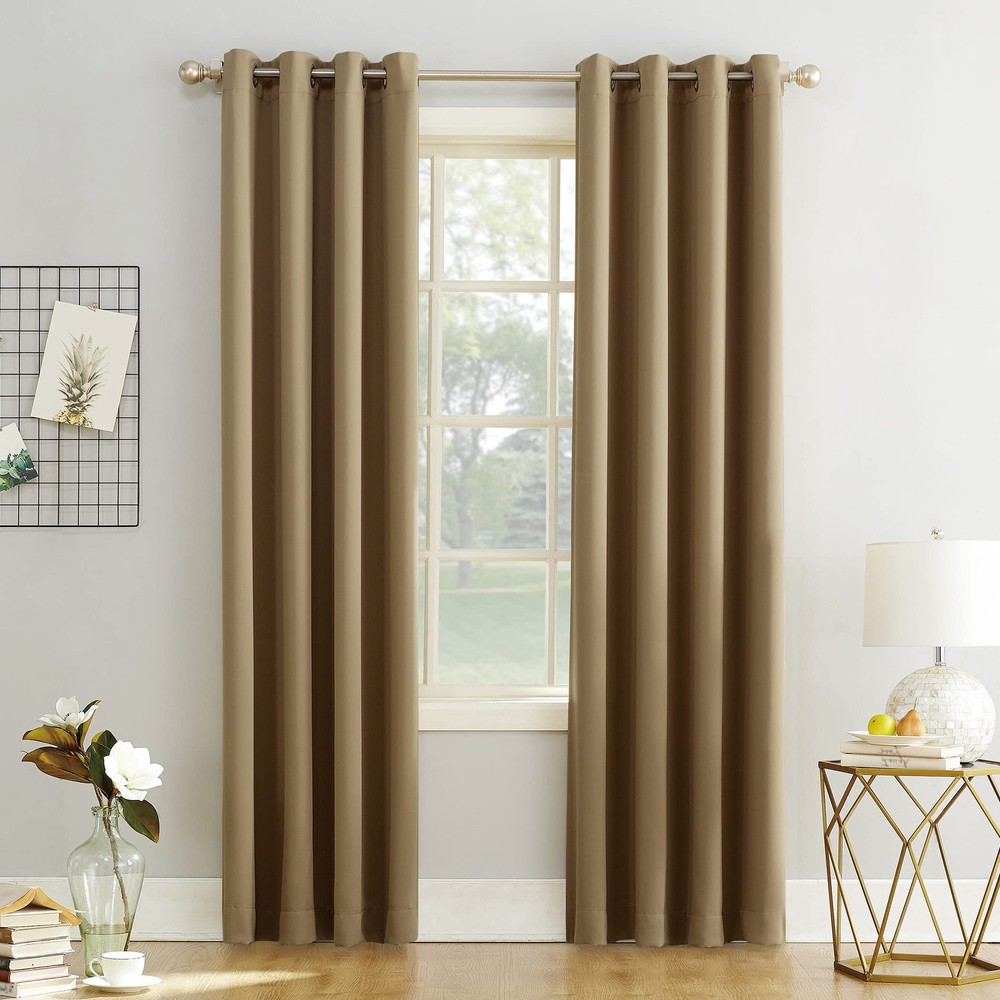 Energy-Saving Blackout Grommet Curtains 2-Pack Noise Reducing Room Darkening Panels