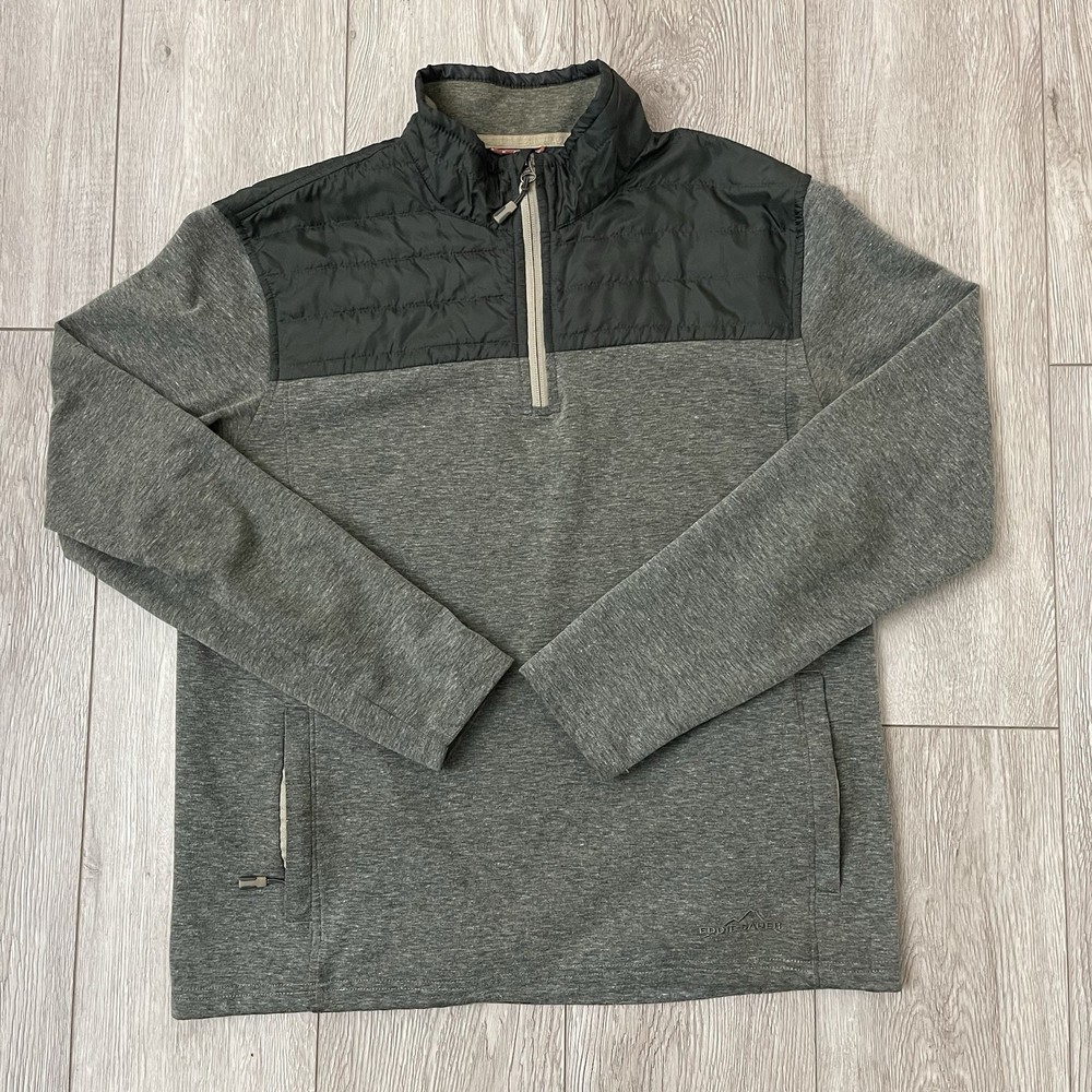 Eddie Bauer Pullover Mens Medium Hybrid Fleece Quarter Zip Sweater Jacket
