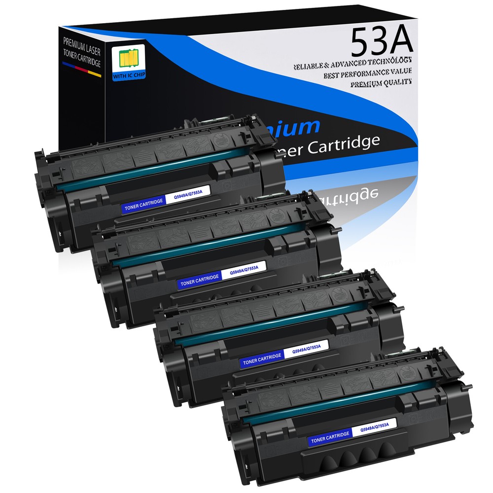 HP LaserJet M2727 MFP P2014 Series Black Toner Cartridge Q7553A 53A 4-Pack  