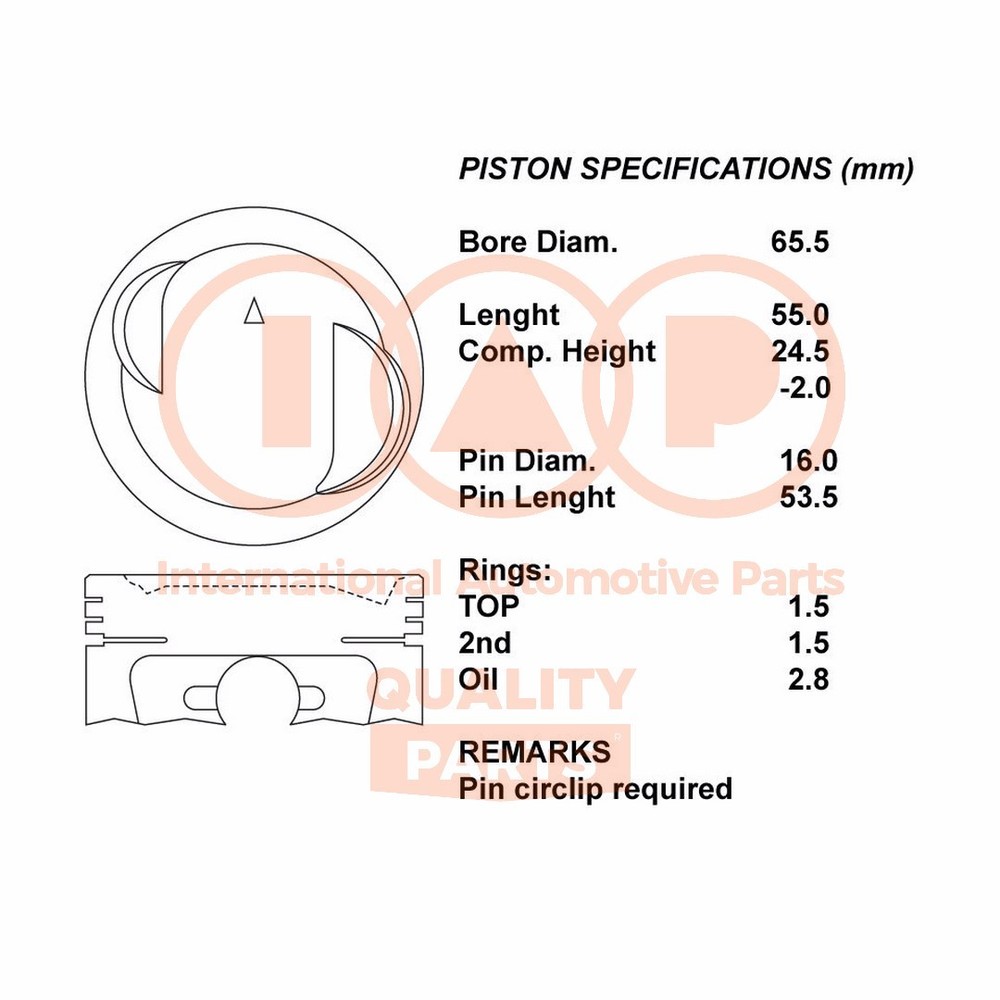 Complete Piston Series 101-16020 IAP QUALITY PARTS for Suzuki - Standard