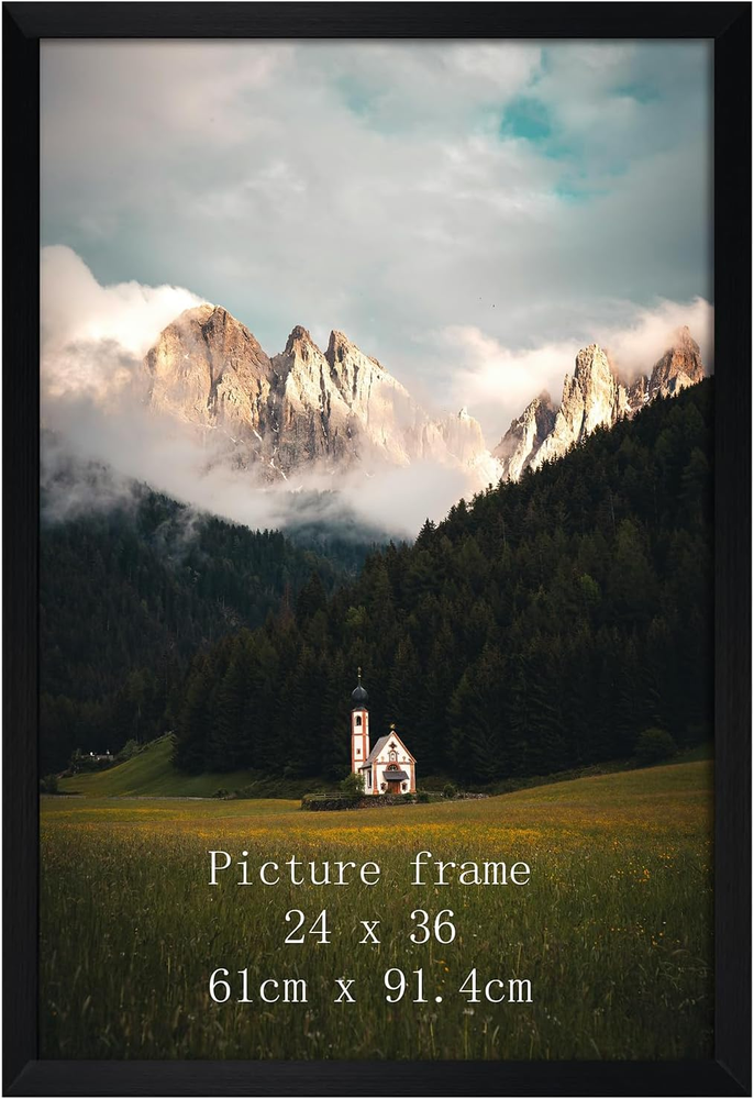 24X36 Poster Picture Frame Black, Textured Aluminum Frame 36X24 for Wall Display