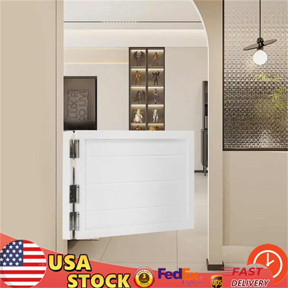Solid Wood Swinging Door White Modern Porch Entrance 90x60cm 180° Angle