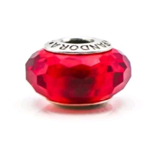 Pandora Red Faceted Murano Bead Charm in Authentic S925 Sterling Silver ALE