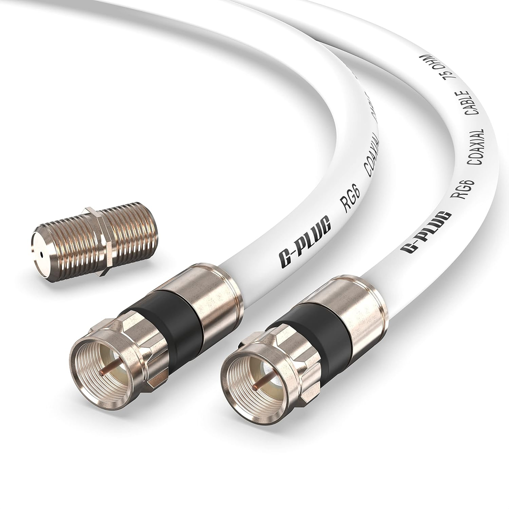 25FT RG6 Coaxial Cable Set for High-Speed Internet and Broadband