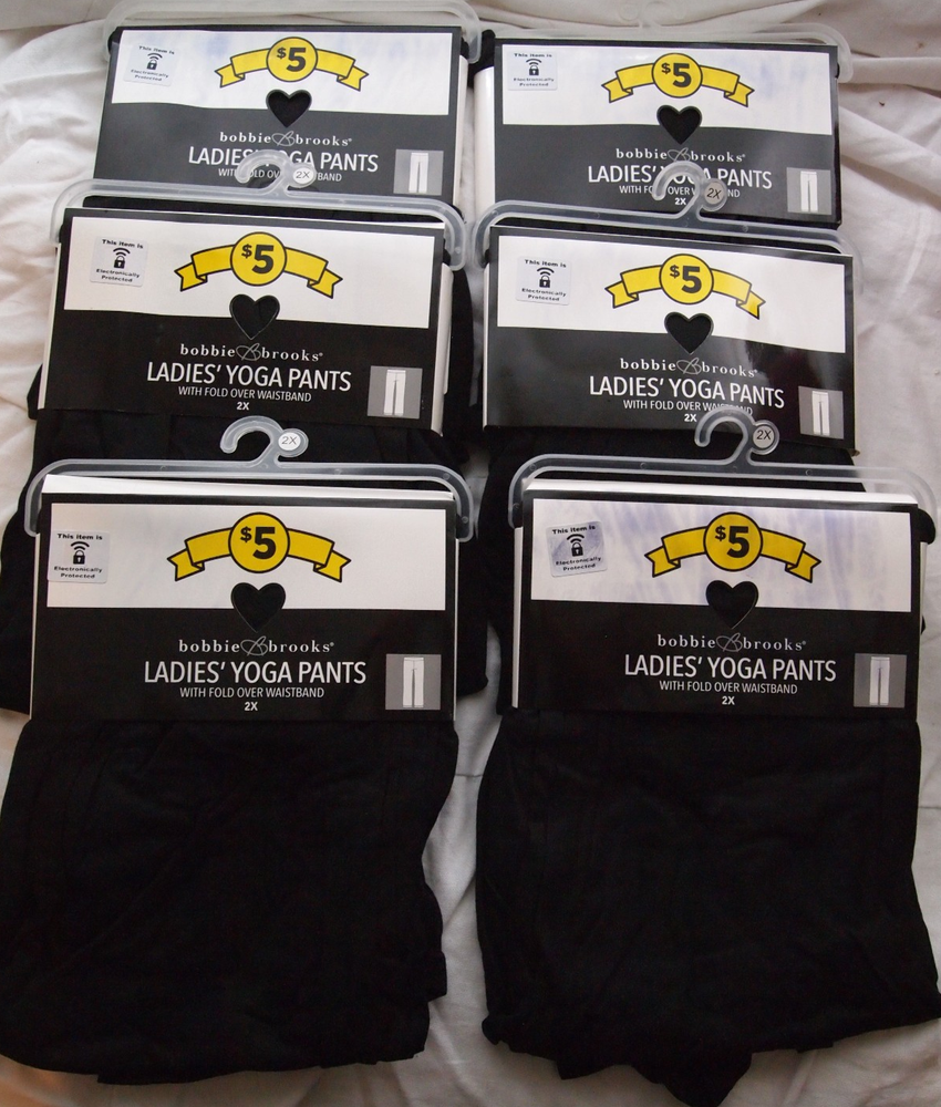 6pc Black Bobbie Brooks  Gym / Yoga Pants For Ladies Size 2X - Lot of 6