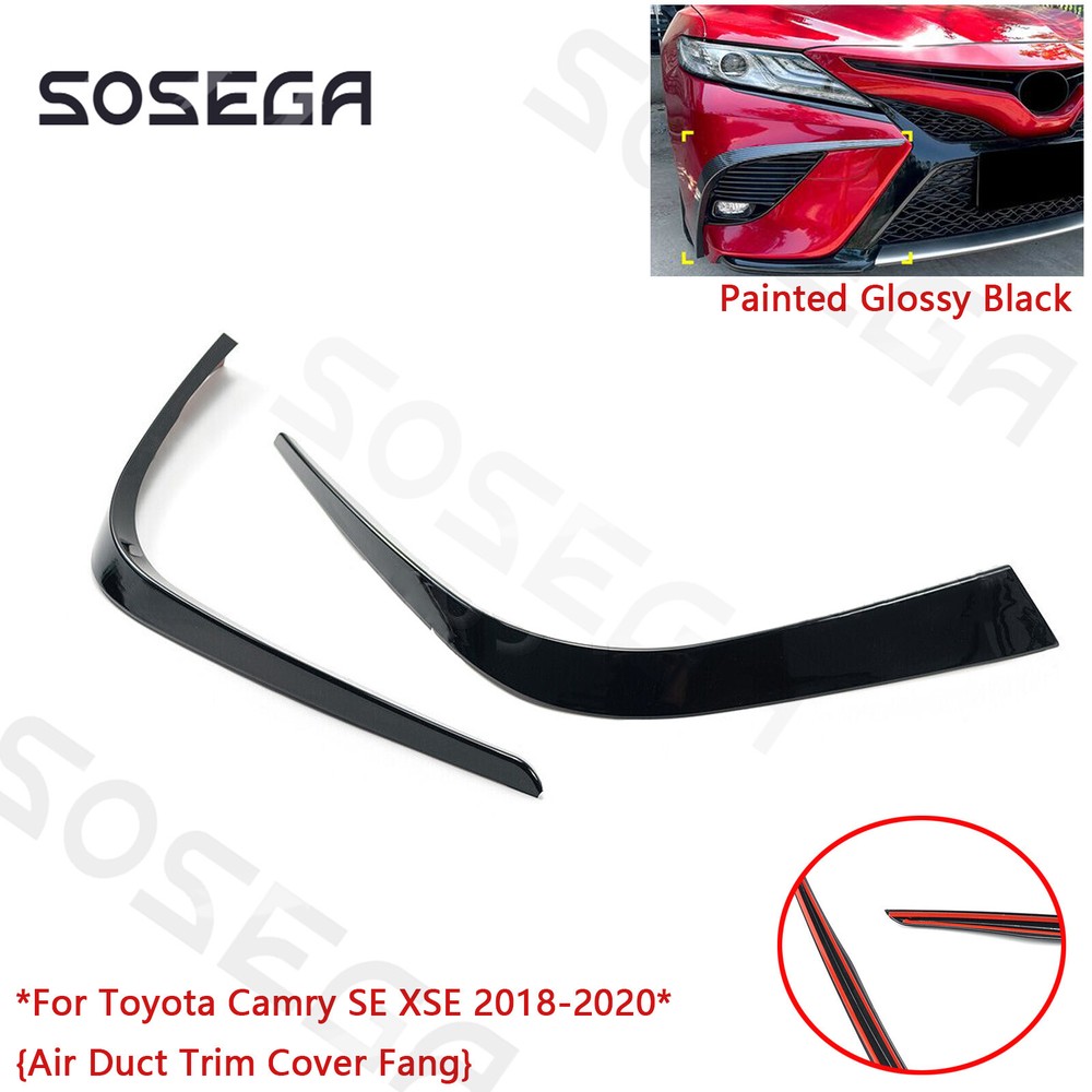Gloss Black For Toyota Camry SE XSE 18 19 20丨2Pcs Front Bumper Trim Covers Fang