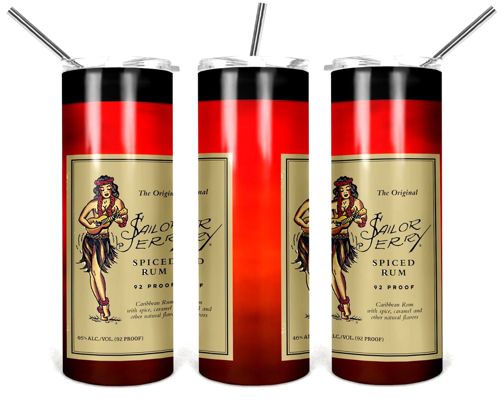 Sailor Jerry Spiced Rum Multicolor 20 oz Insulated Tumbler Box Lid Straw New