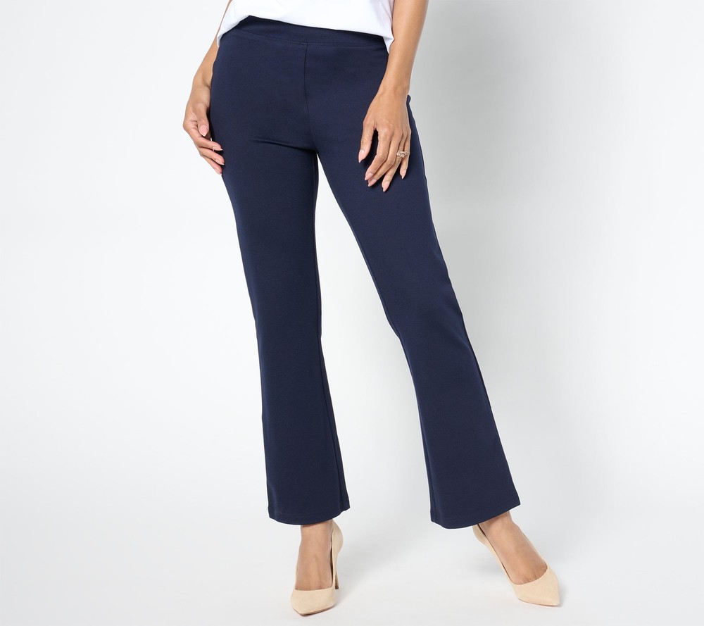 Nicole Miller Women's Petite Blue Stretch Ponte Pull-On Pants PM