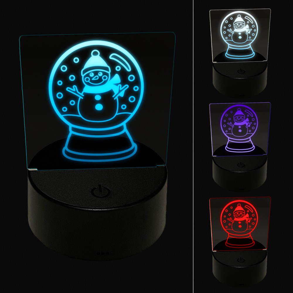 3D Snowman Snow Globe LED Night Light Winter Illusion Lamp
