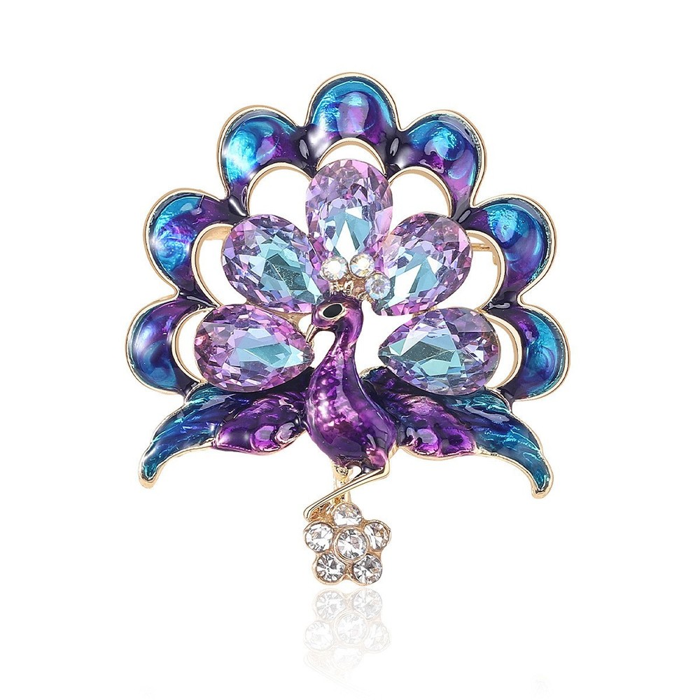 Vintage Style Peacock Bird Rhinestone Crystal Cyan Bird Brooch Pin Pendant Gift