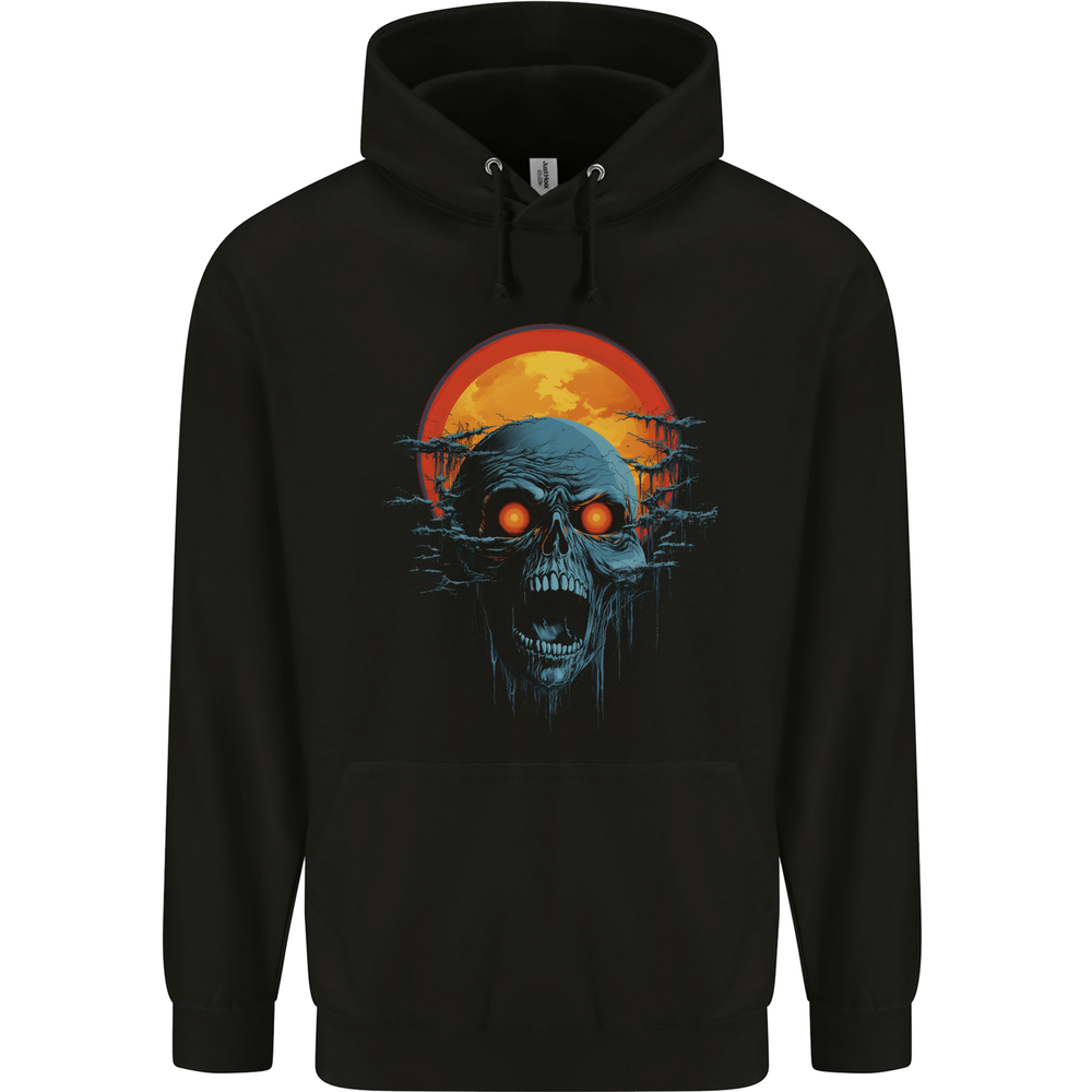 Cloudy Sunset Skull Zombie Horror Mens 80% Cotton Hoodie