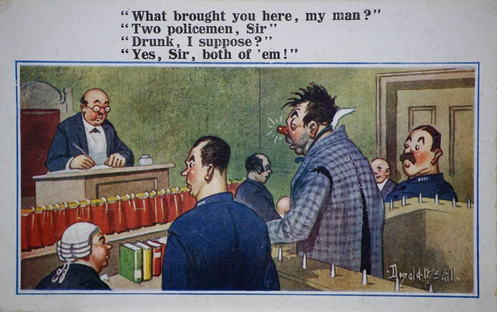 Postcard Seaside Comic Saucy Risqué Police Court Inter-Art Donald McGill No 4077