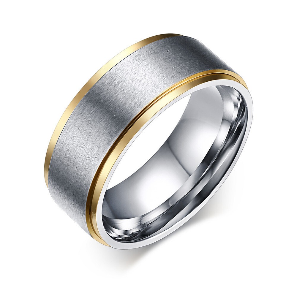 Titanium Steel Simple Couple Ring Room Gold Jewelry Valentine's Day Gift Sz 6-12