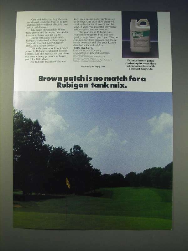 1989 Elanco Rubigan Tank Mix Ad - Brown patch is no match for a Rubigan tank mix