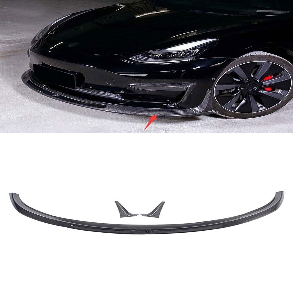 Carbon Fiber Bumper Lip Spoiler RZ Real Fit For Tesla Model 3 2017-2022